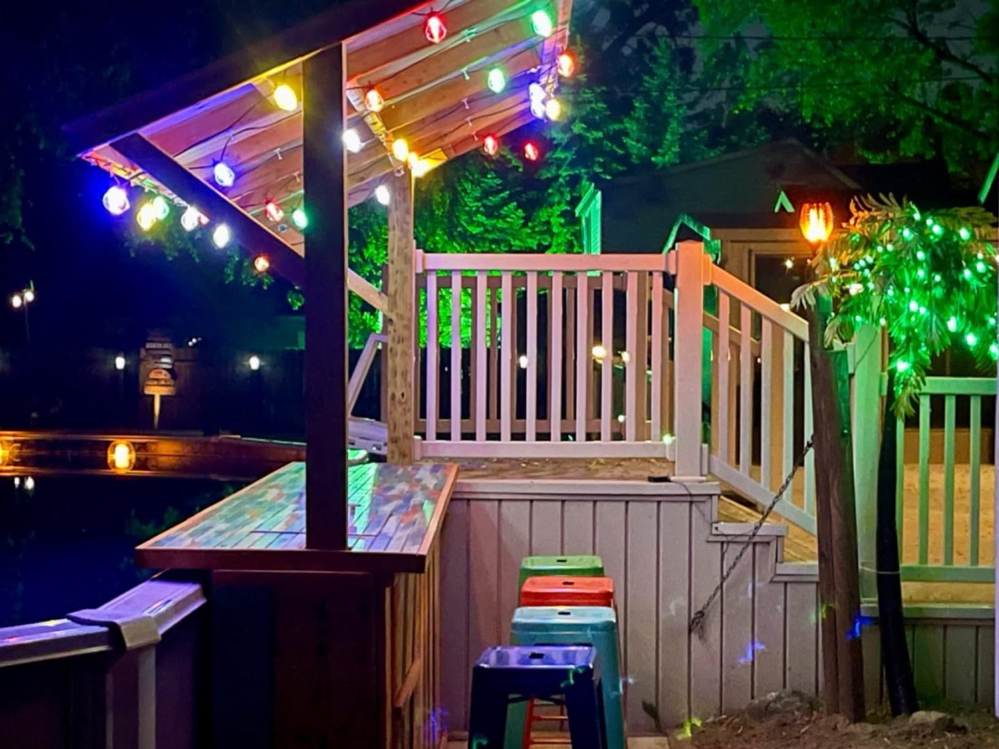 RGB solar string lights creating beautiful outdoor ambiance